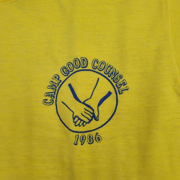 Vintage 1986 Screen-Stars Shirt Womens M/L 18x24 Yellow USA - Picture 9 of 13